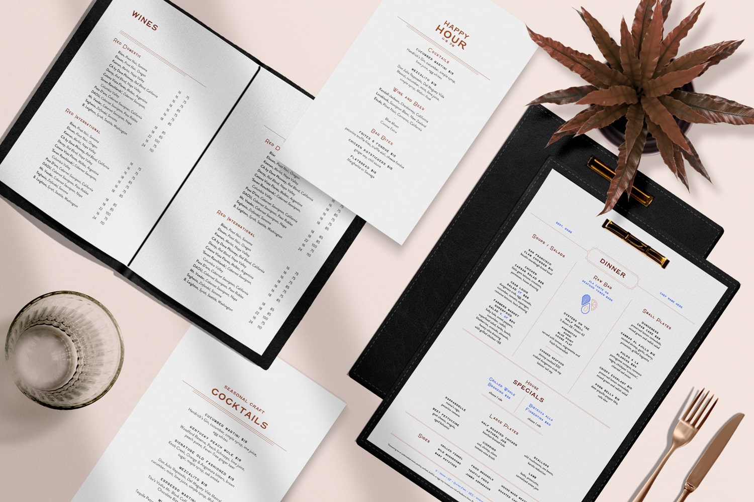 Craftsman Menu Templates