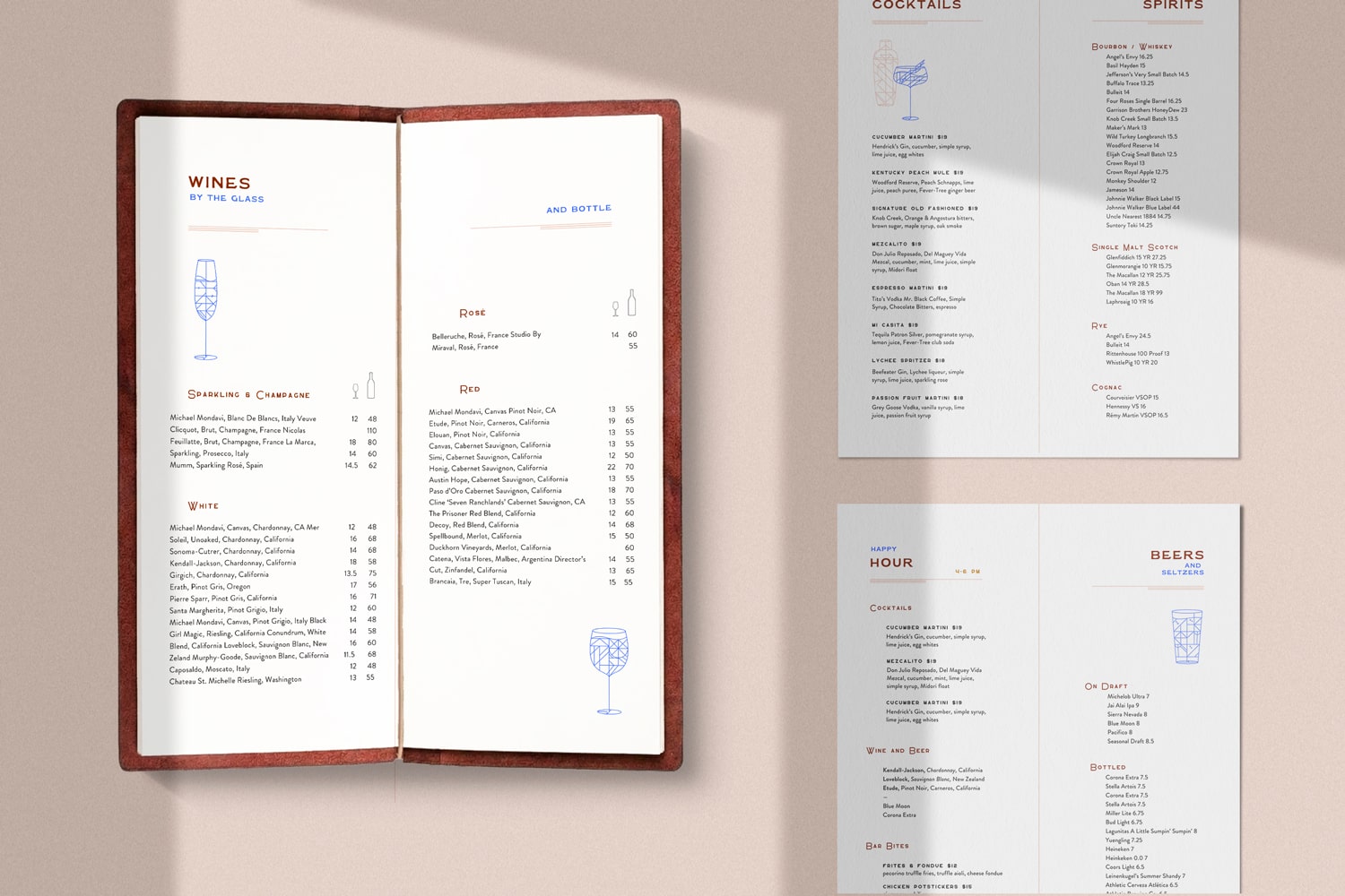 Craftsman Menu Templates
